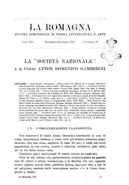 La Romagna rivista mensile di storia e di lettere diretta da Gaetano Gasperoni e da Luigi Orsini