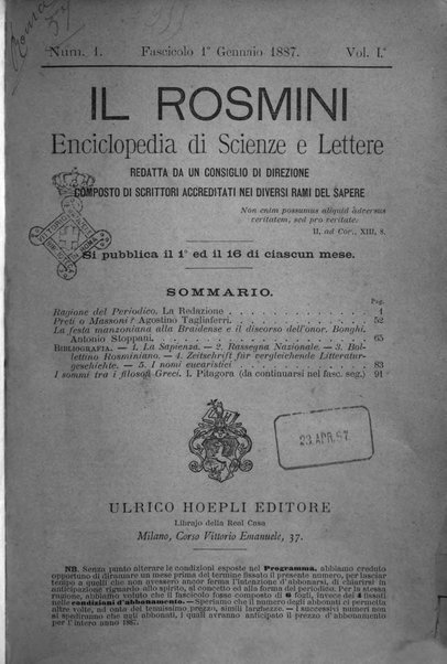 Il Rosmini enciclopedia di scienze e lettere