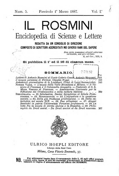 Il Rosmini enciclopedia di scienze e lettere