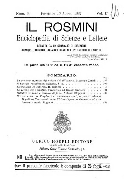 Il Rosmini enciclopedia di scienze e lettere