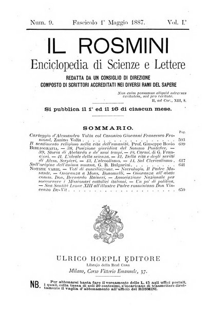 Il Rosmini enciclopedia di scienze e lettere