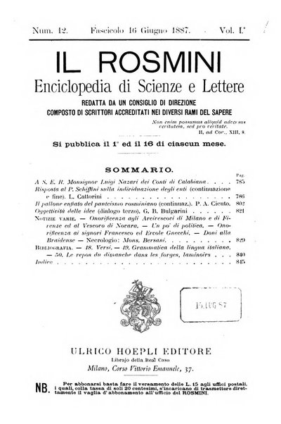 Il Rosmini enciclopedia di scienze e lettere