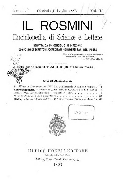 Il Rosmini enciclopedia di scienze e lettere