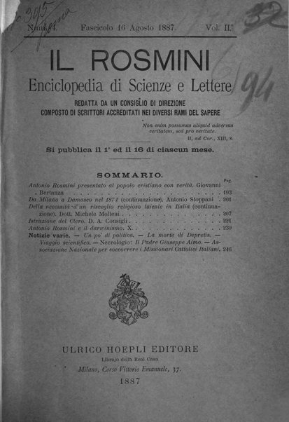 Il Rosmini enciclopedia di scienze e lettere