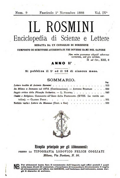 Il Rosmini enciclopedia di scienze e lettere