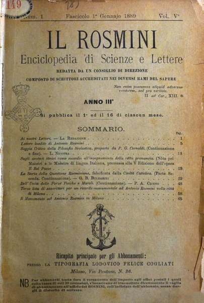 Il Rosmini enciclopedia di scienze e lettere