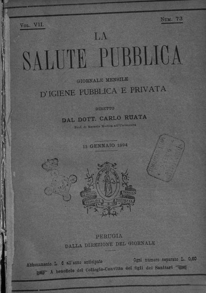 La salute pubblica giornale mensile di igiene pubblica e privata