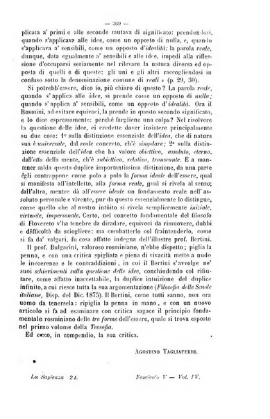 La sapienza rivista di filosofia e lettere