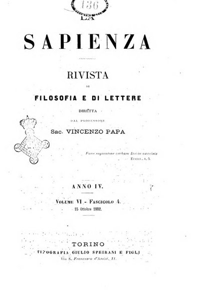 La sapienza rivista di filosofia e lettere