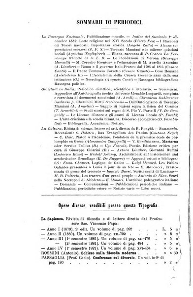 La sapienza rivista di filosofia e lettere