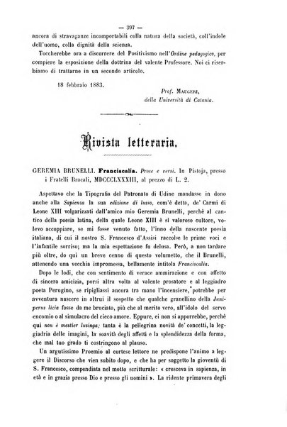 La sapienza rivista di filosofia e lettere