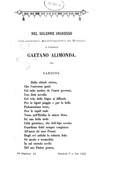 La sapienza rivista di filosofia e lettere