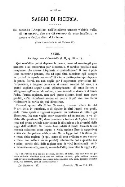 La sapienza rivista di filosofia e lettere