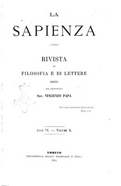 La sapienza rivista di filosofia e lettere