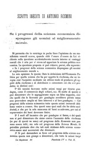 La sapienza rivista di filosofia e lettere