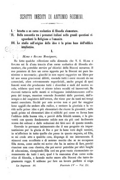 La sapienza rivista di filosofia e lettere