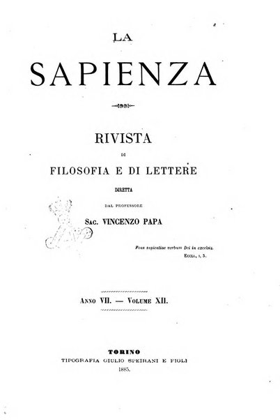 La sapienza rivista di filosofia e lettere