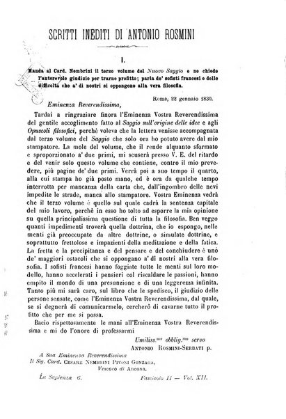 La sapienza rivista di filosofia e lettere