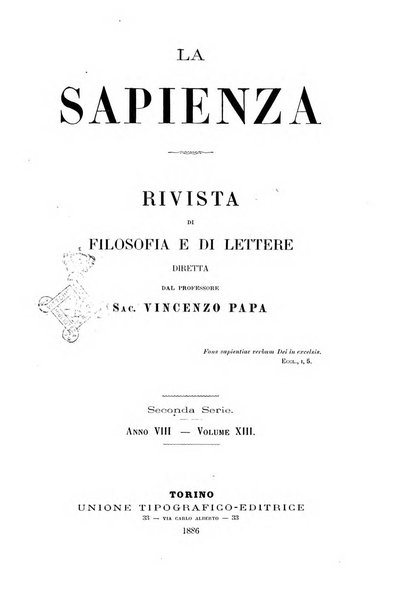 La sapienza rivista di filosofia e lettere