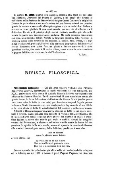 La sapienza rivista di filosofia e lettere