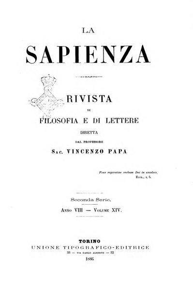 La sapienza rivista di filosofia e lettere