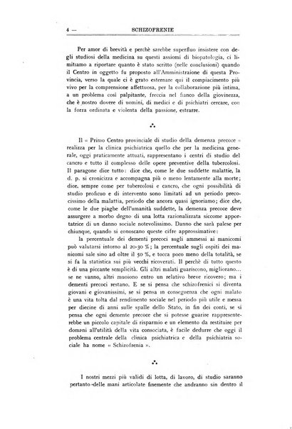 Schizofrenie bollettino trimestrale del primo Centro Provinciale di studio della demenza precoce