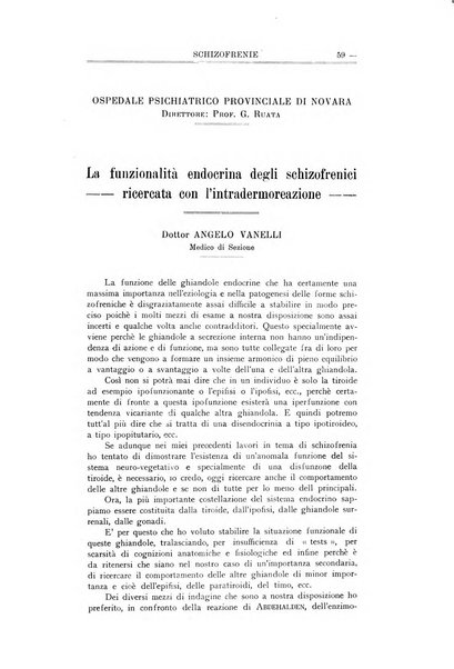 Schizofrenie bollettino trimestrale del primo Centro Provinciale di studio della demenza precoce