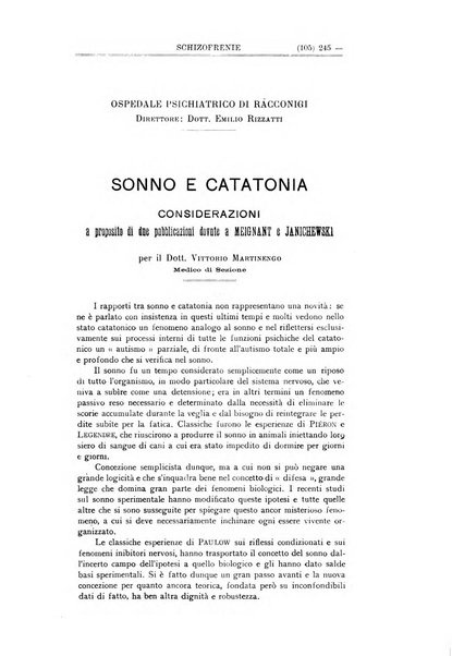 Schizofrenie bollettino trimestrale del primo Centro Provinciale di studio della demenza precoce