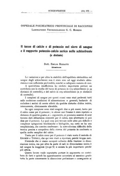 Schizofrenie bollettino trimestrale del primo Centro Provinciale di studio della demenza precoce