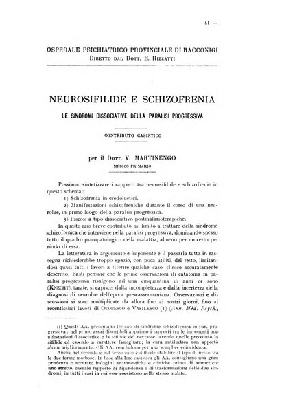 Schizofrenie bollettino trimestrale del primo Centro Provinciale di studio della demenza precoce