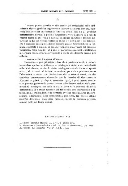 Schizofrenie bollettino trimestrale del primo Centro Provinciale di studio della demenza precoce