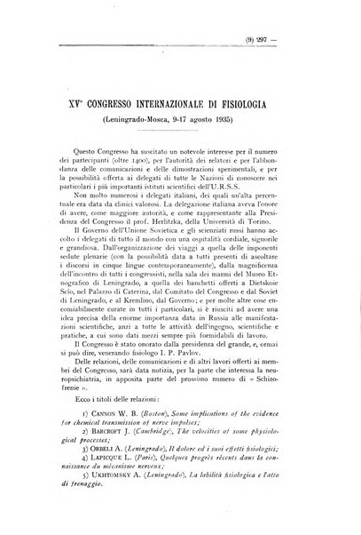 Schizofrenie bollettino trimestrale del primo Centro Provinciale di studio della demenza precoce