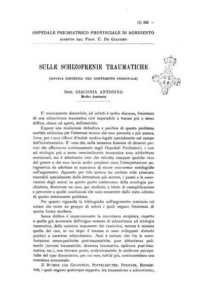 Schizofrenie bollettino trimestrale del primo Centro Provinciale di studio della demenza precoce