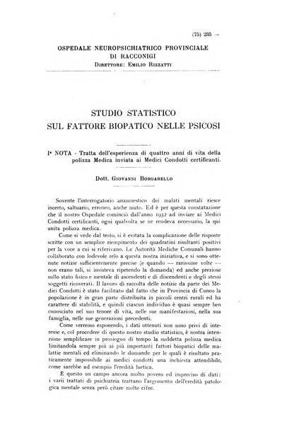 Schizofrenie bollettino trimestrale del primo Centro Provinciale di studio della demenza precoce