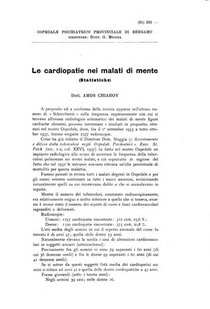 Schizofrenie bollettino trimestrale del primo Centro Provinciale di studio della demenza precoce