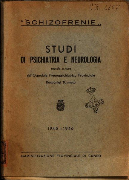 Schizofrenie bollettino trimestrale del primo Centro Provinciale di studio della demenza precoce