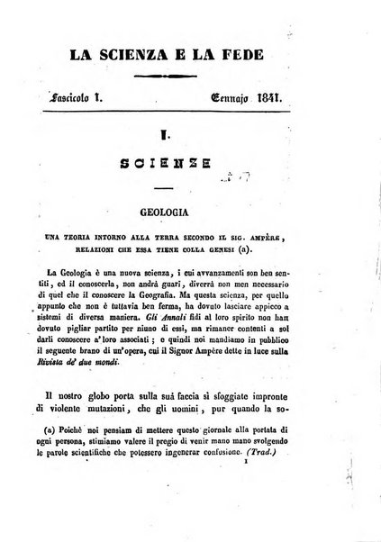 La scienza e la fede raccolta religiosa, scientifica, letteraria ed artistica, che mostra come il sapere umano rende testimonianza alla religione cattolica