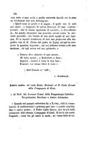 La scienza e la fede raccolta religiosa, scientifica, letteraria ed artistica, che mostra come il sapere umano rende testimonianza alla religione cattolica