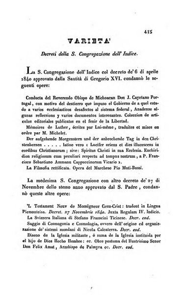 La scienza e la fede raccolta religiosa, scientifica, letteraria ed artistica, che mostra come il sapere umano rende testimonianza alla religione cattolica