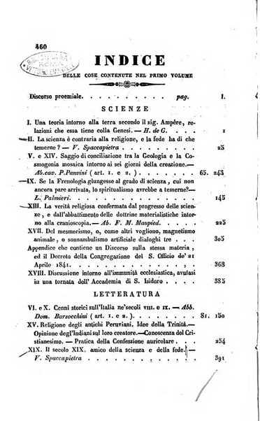 La scienza e la fede raccolta religiosa, scientifica, letteraria ed artistica, che mostra come il sapere umano rende testimonianza alla religione cattolica