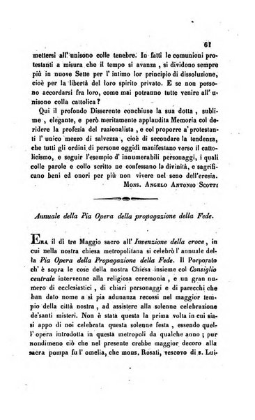 La scienza e la fede raccolta religiosa, scientifica, letteraria ed artistica, che mostra come il sapere umano rende testimonianza alla religione cattolica