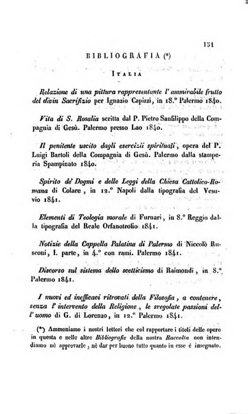 La scienza e la fede raccolta religiosa, scientifica, letteraria ed artistica, che mostra come il sapere umano rende testimonianza alla religione cattolica