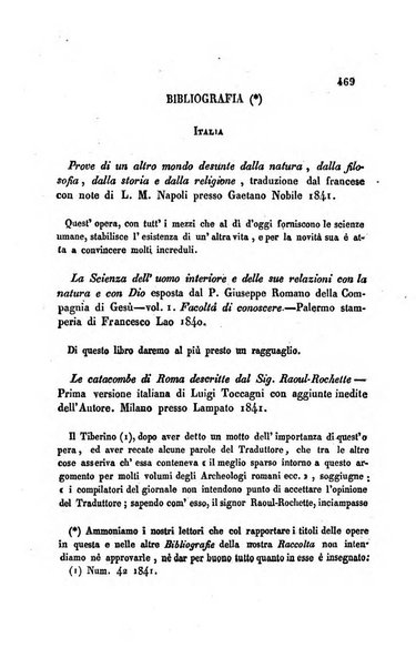 La scienza e la fede raccolta religiosa, scientifica, letteraria ed artistica, che mostra come il sapere umano rende testimonianza alla religione cattolica