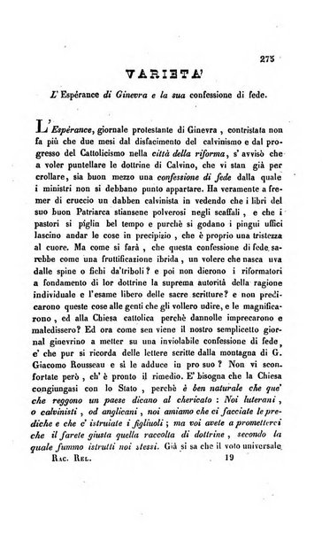 La scienza e la fede raccolta religiosa, scientifica, letteraria ed artistica, che mostra come il sapere umano rende testimonianza alla religione cattolica