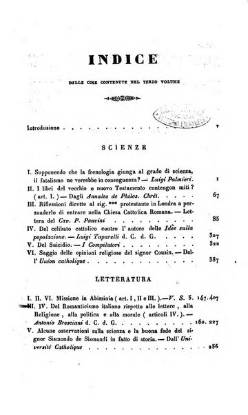 La scienza e la fede raccolta religiosa, scientifica, letteraria ed artistica, che mostra come il sapere umano rende testimonianza alla religione cattolica