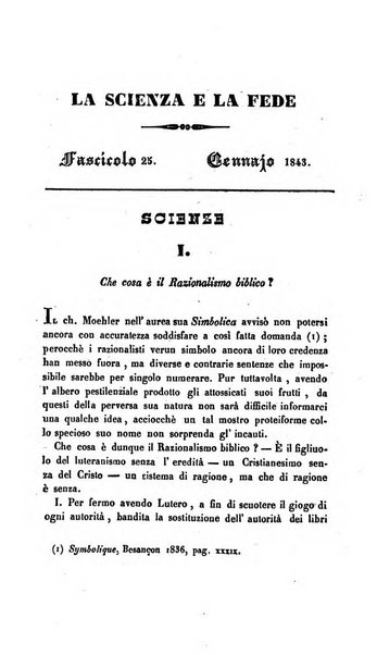 La scienza e la fede raccolta religiosa, scientifica, letteraria ed artistica, che mostra come il sapere umano rende testimonianza alla religione cattolica