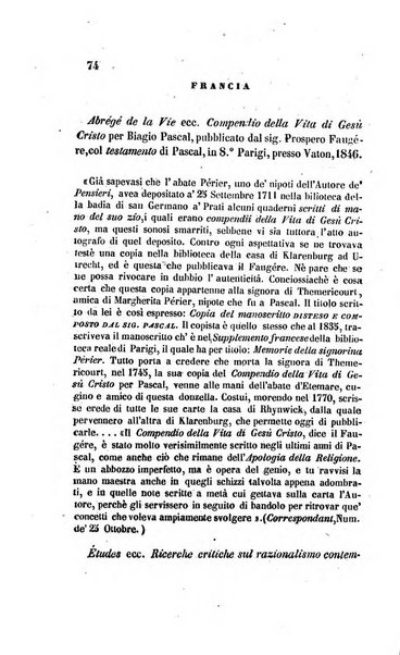 La scienza e la fede raccolta religiosa, scientifica, letteraria ed artistica, che mostra come il sapere umano rende testimonianza alla religione cattolica