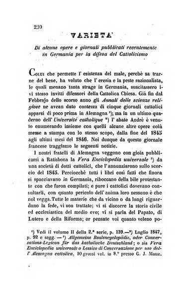 La scienza e la fede raccolta religiosa, scientifica, letteraria ed artistica, che mostra come il sapere umano rende testimonianza alla religione cattolica