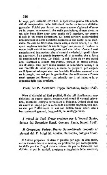 La scienza e la fede raccolta religiosa, scientifica, letteraria ed artistica, che mostra come il sapere umano rende testimonianza alla religione cattolica