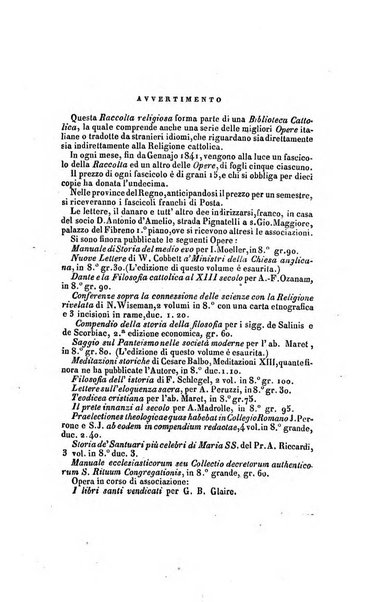 La scienza e la fede raccolta religiosa, scientifica, letteraria ed artistica, che mostra come il sapere umano rende testimonianza alla religione cattolica